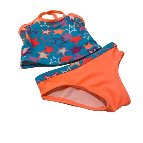 Wonder Nation Girls 12M Orange & Blue Two Piece Bathing Suit - Picture 1 of 10